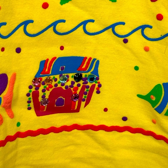 Vintage Eyes On California 90s Yellow OS Women’s Beach Retro T-Shirt MINTY RARE - Picture 4 of 6